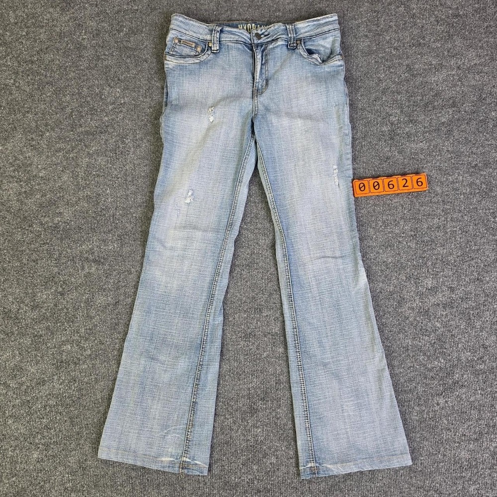 Hydraulic light wash bootcut jeans with a flattering fit, size 13/14.